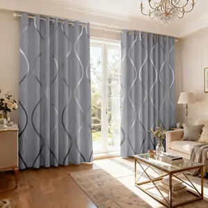 Blackout Curtains for Bedroom, Home Decoration Curtain, Curtains 63 Inches Length Curtains Gold Foil Abstract Geometric  Curtain for Living Room Darkening, Window Panels for Guest Room Grommet Top 2 Panels