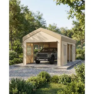 Garvee 13x25ft Carport Replacement Canopy Cover, Heavy-Duty 220G Waterproof, Outdoor Garage Top Tent for Cars/Trucks/Boats, UV & Wind-Resistant PE Fabric, White, (Top Cover ONLY, Frame Not Included)