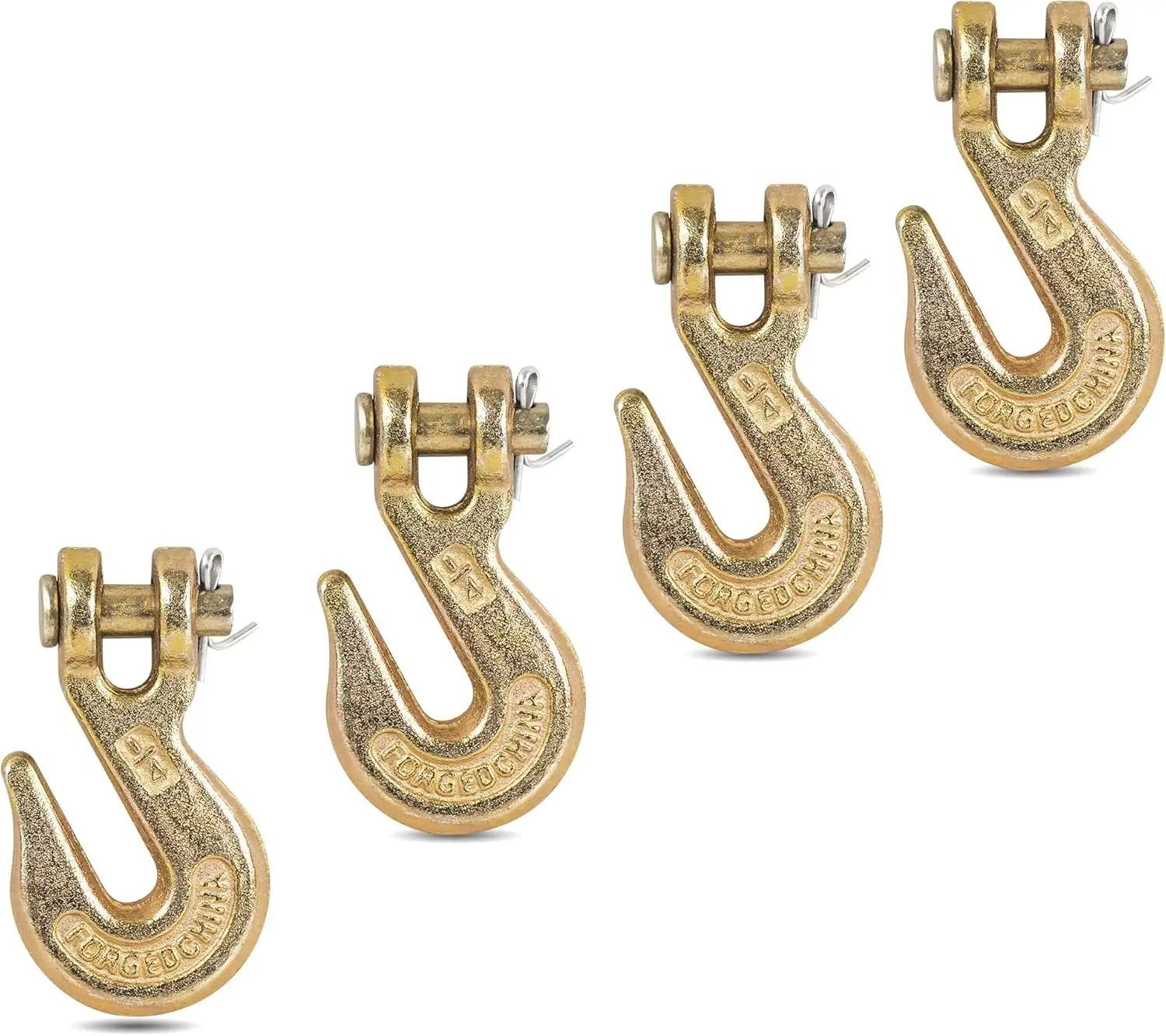 1/4"" Clevis Grab Hooks (4 Pack) Heavy Duty Forged Alloy Steel Chain Hook, Grade 70 Chain Compatible, Yellow Chromate Finish, 3600 lbs Load Capacity for Trailer Transport, 1/4 Chain Hook