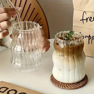 Large Capacity High Borosilicate Glass Cup, Durable Glass, Heat Resistant, Dishwasher Safe, Reusable, Suitable for Coffee Tea Milkshakes Ice Smoothies, Drinkware