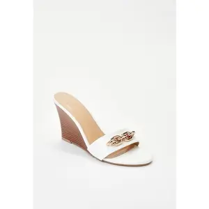 JUST FAB Wedge Slide Sandals Open Toe Elegant sandals Fashionable Platform Wedge Sandals Slip On Open Toe Wedge Studded Shoes