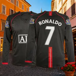 C.Ronaldo 2007 2008 Retro Away Black Home Red No.7 Short-Sleeved Long-Sleeved Football Shirt