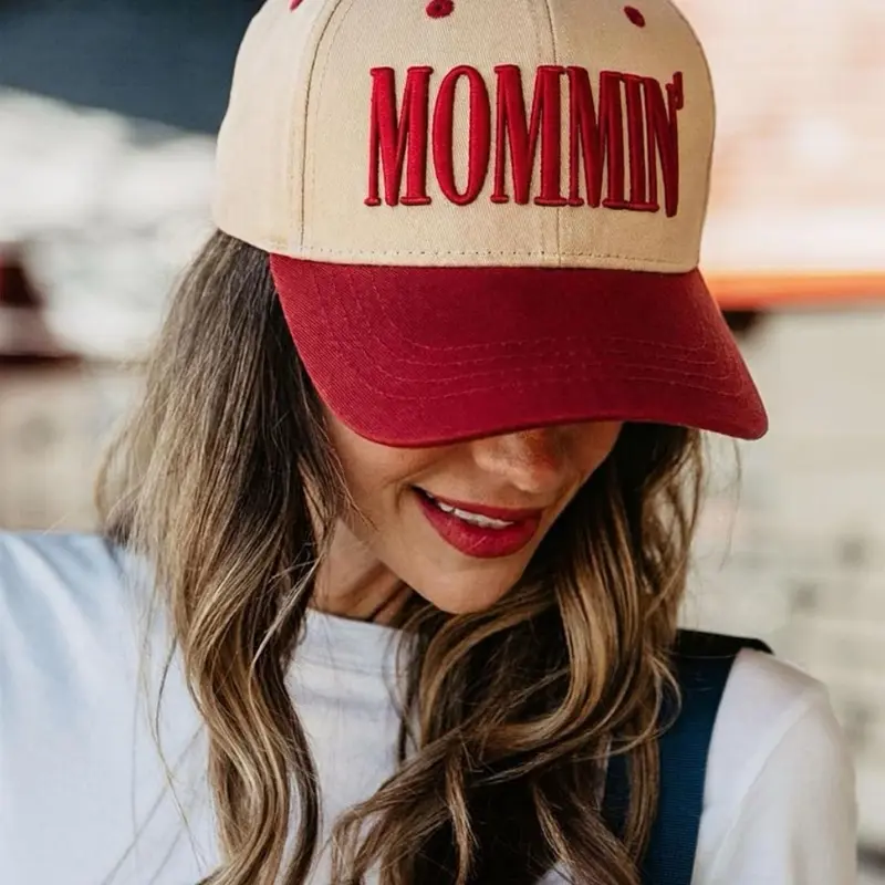 Women's Mommin Trucker Hat, Vintage 2-Tone Design with 3D Embroidery, New Mom Gift