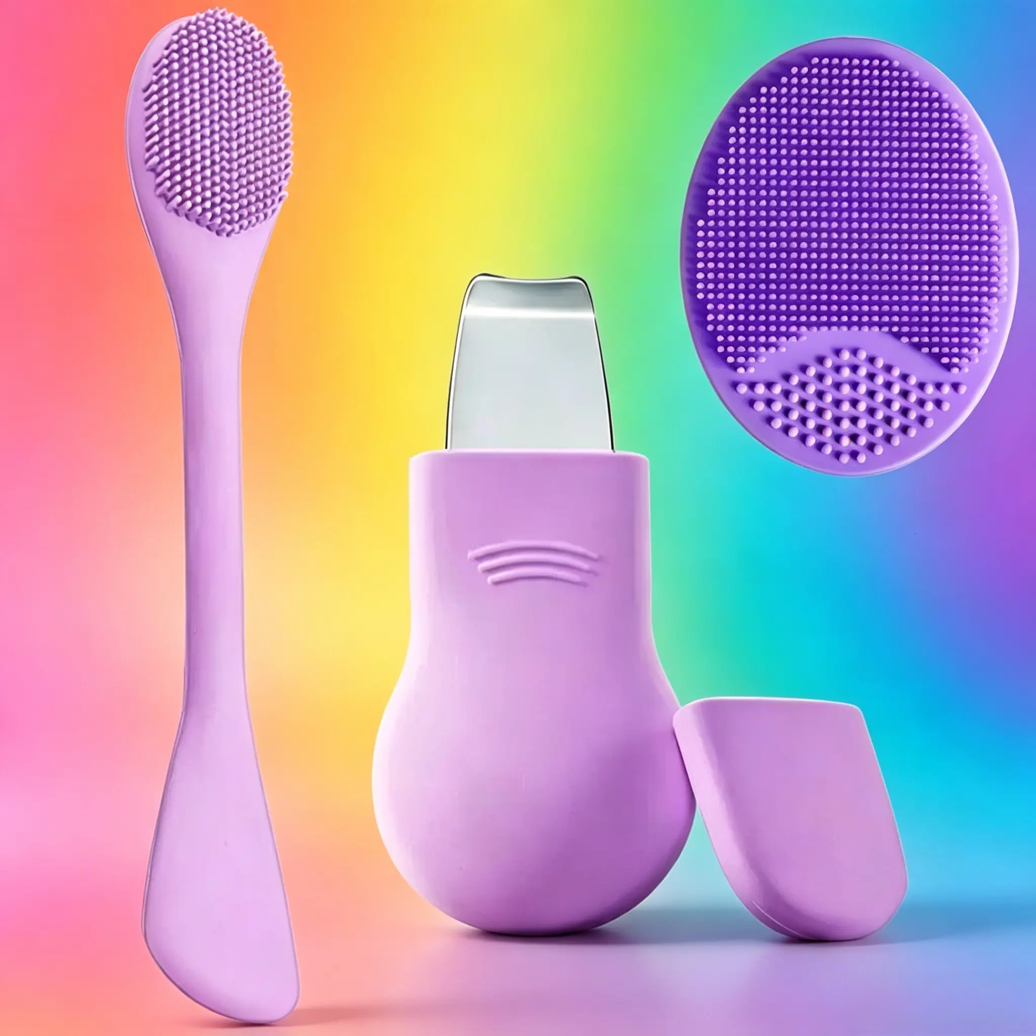 3-Piece Silicone Facial Skin Care Tool Set, Deep Cleansing Brush, Blackhead Remover Scraper, Gentle Exfoliating and Pore Cleansing Tools for All Skin Types
