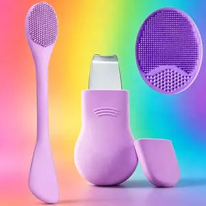 3-Piece Silicone Facial Skin Care Tool Set, Deep Cleansing Brush, Blackhead Remover Scraper, Gentle Exfoliating and Pore Cleansing Tools for All Skin Types
