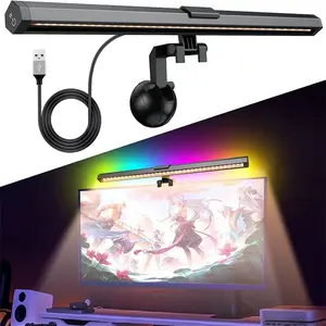 P-DLP013    Computer Monitor Light Bar with RGB Backlight, Screen Monitor Lamp for Eye Caring, e-Reading LED Task Lamp with Stepless Adjustment, Touch Control, No Screen Glare Space Saving
