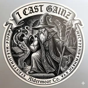 I Cast Gainz sticker - Wizard Gym Sticker - Funny Weightlifting Sticker - Medieval Fantasy Gym Gift - Water Bottle Laptop Sticker