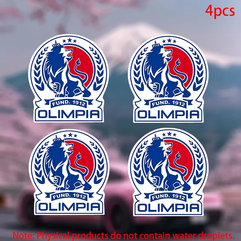 4pcs-Club Deportivo Olimpia Sticker - car stickers for doors, windows, laptops, luggage, furniture and bumpers - - durable adhesive vinyl material Sticker for cars Vinyl Decals