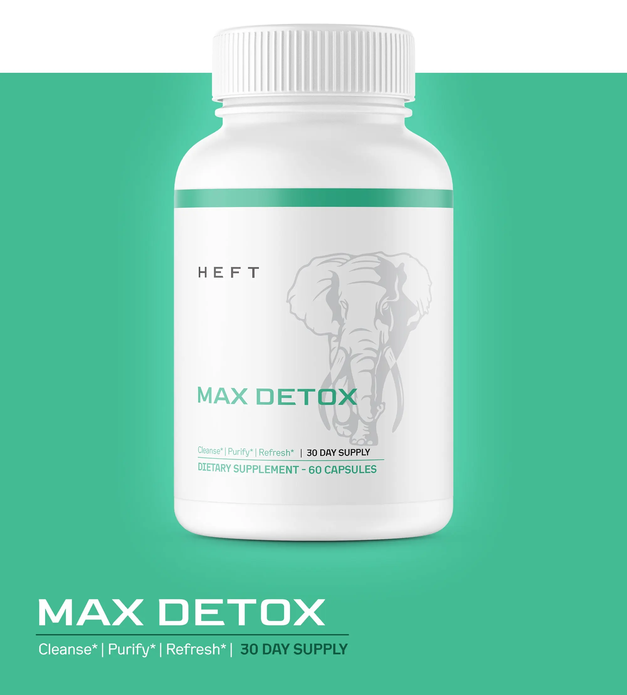 HEFT Max Detox Healthcare Natural - Gentle Full-Body Cleanse for Better Digestion & Energy - 60 Capsules - 30 Day Supply - Supports Liver & Kidney Detoxification - Promotes Regular Bowel Movements - Boosts Energy & Mental Clarity