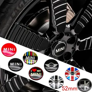 Car Wheel HUB Center Cap Decoration Sticker, Metal Texture Wheel HUB Decal, Wheel Modification Accessories for Mini Cooper JCW R50 R52 R53 R57 R56 R60 R58 MINI CLUBMAN COUNTRYMAN Vehicle