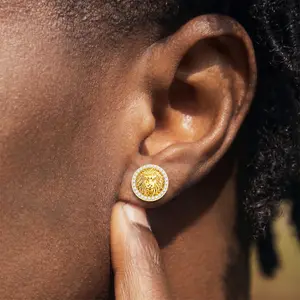 Unisex Magnetic Earring for Men and Women Hip Hop CZ Lion Stud Earrings for Boys Non-Pierced Ears Hypoallergenic Earrings for Men