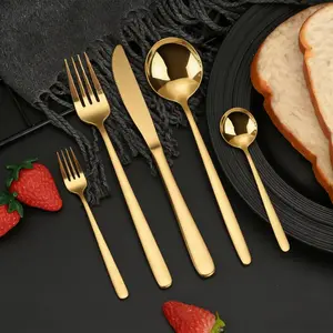 Luxury Gold Flatware Set 20-Piece – Must-Have Stainless Steel Utensils for 4, Includes Knives, Forks & Spoons, Mirror Polished, Dishwasher Safe, Perfect for Kitchen, Home, Restaurant & Wedding