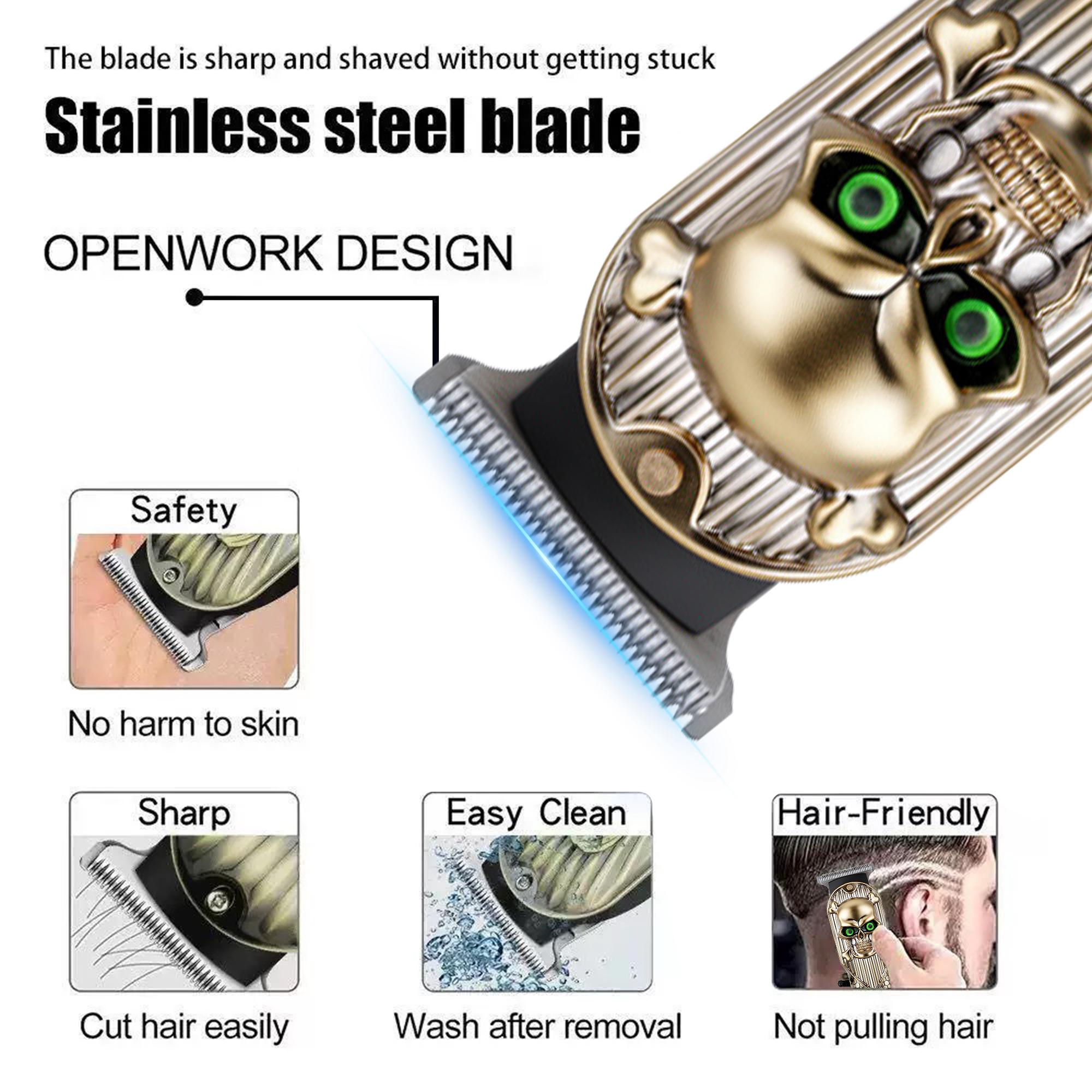 Professional Cordless Hair Clipper for Men - T-Blade Zero-Gap Trimmer with Detail & Fading Combs, Rechargeable All-in-One Beard, Mustache & Body Trimmer, Home Barber Precision Grooming, USB Fast Charging