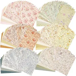240 Pcs Vintage Floral Scrapbook Paper & Textured Paper & Label Journaling Stickers Assorted Set,6 Pack Mixed Special Paper for Scrapbooking Planner Junk Journal Supplies Collage,DIY Hand Tools Kits,Springtok