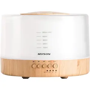 Essential Oil Diffuser and Sound Machine Combo for Aromatherapy with Cool Mist Humidifier Natural Sound Music Warm Night Light Auto Shutoff White Ideal for Bedroom Relaxation