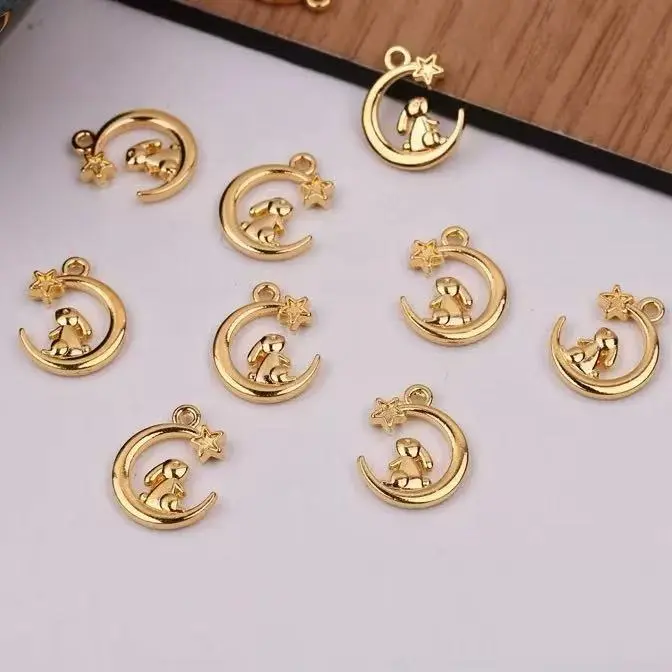 Golden  Bunny  Moon Pendant