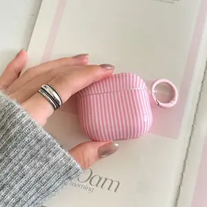 Striped Ring Earphone Case for Apple AirPods Pro 2/pro/4/3/2, Fashionable Women's Simple Design, Stylish Earbud Cover