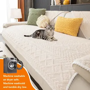 Solid Color Sofa Cover, Non-Slip Sofa Slipcover, Washable Sofa Slipcover, Soft & Comfortable Sofa Towel, Perfect for Living Room Protection