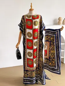 Women's Baroque Pattern Robe Set with Small Scarf Shawl, Beach Decoration, Sun Protection, Windproof, Casual Daily Wear