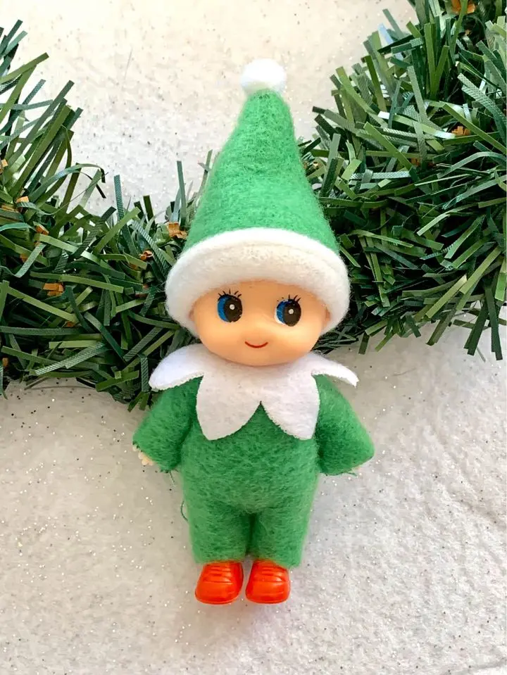 Green Baby Elf, Green Toddler Christmas Elf Figurine