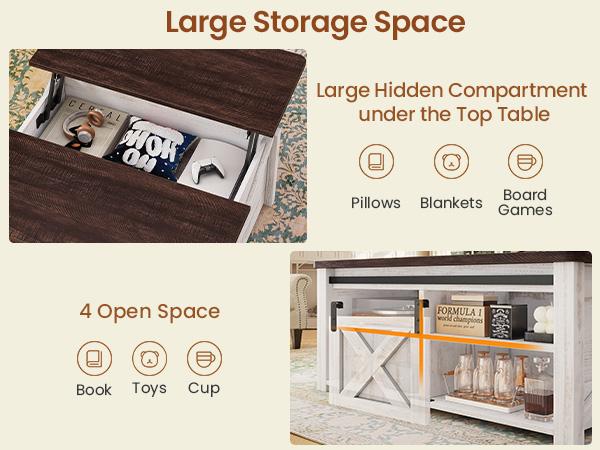 SEDETA 31.5-Inch Elevated Coffee Table with Storage Compartments Square Coffee Table for Living Room Furniture Home Minimal Interior Modern Lounge wood center table， Rustic Farmhouse Rectangular Dining Table