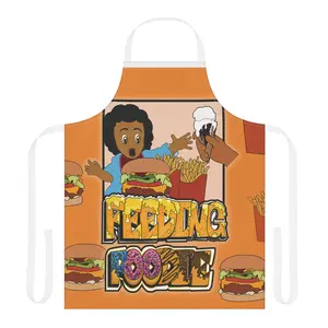 Feeding Foodie Cartoon Burger Pattern Apron | Colorful Food Graphic Cooking Apron