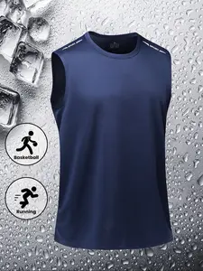 Men's Solid Color Tank Top, Breathable Quick Drying Vest, Dry Fit Sleeveless, Casual Sleeveless Top for Gym Workout Running, Sports Vests, Workout Apparel, Lightweight Activewear