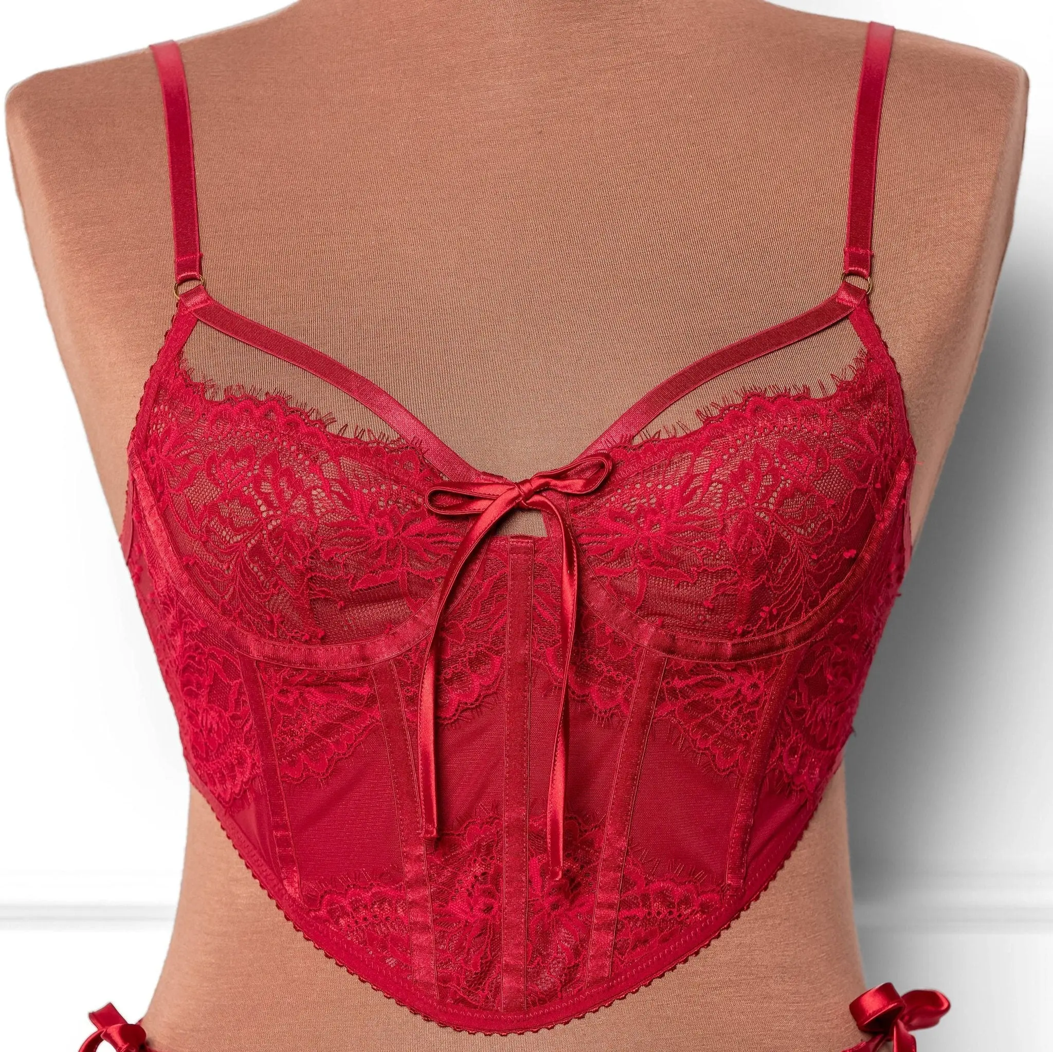 Lacy Underwire Corset - Red