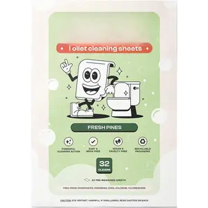 Toilet Cleaner Sheets -  Pines Scent - Plastic Jug-Free Alternative to Liquid Cleaners - 32 Dissolvable Cleaning Strips