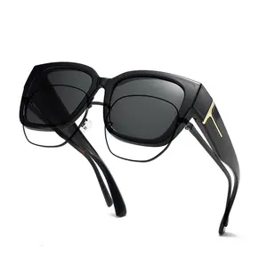 Trendy Oversized Fit Over Night Vision Driving Glasses Anti Glare for Women Men Polarized Sunglasses with Stylish Frame