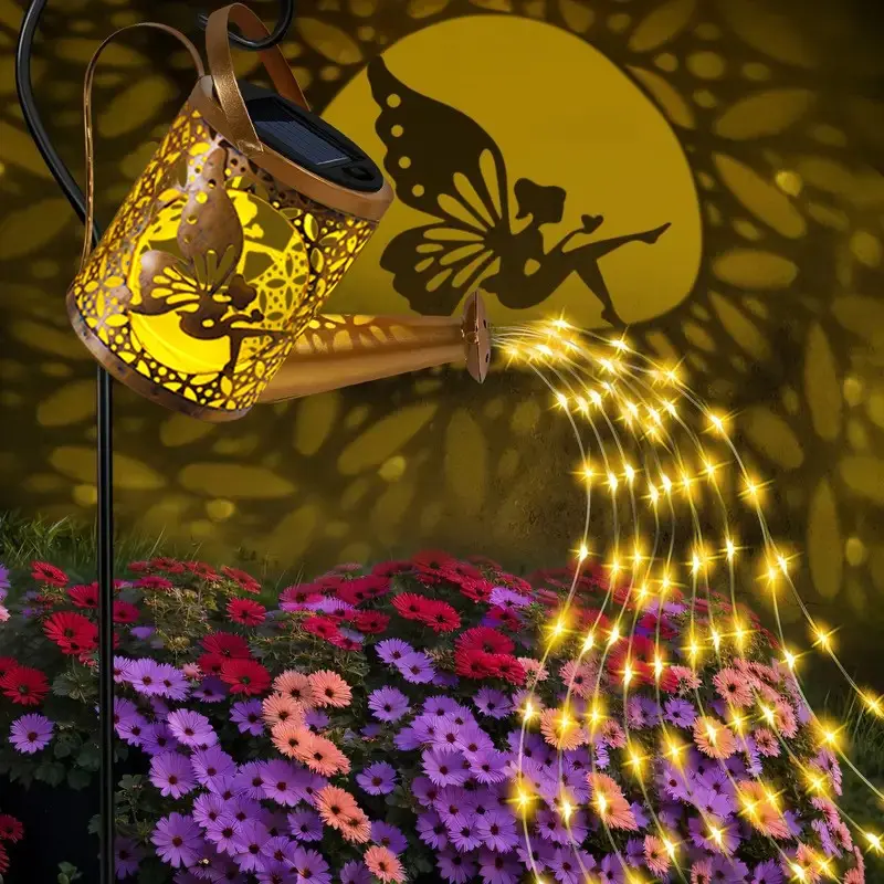 Solar Watering Can Light Outdoor Garden Decor, Landscape Lamp, Creative Gardening Gift, Starry Waterfall Garden Light, Outdoor String Light, Decorative Garden Lights, Landscape Lighting Solar