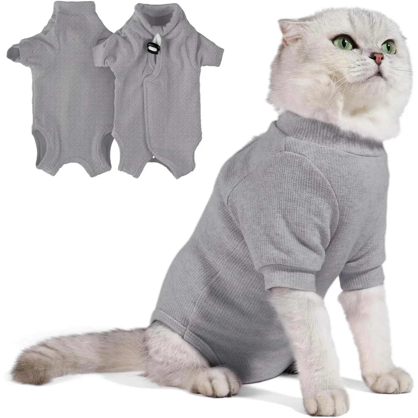 Breathable   Suit for Female/Male, Anti-Licking Kitten Onesie -   Pajamas with Sleeve After Spay,  Shedding,  Wounds,  Diseases or E- Alternative
