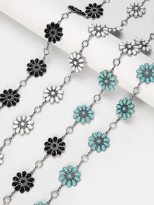 Boho Style Turquoise Textured Decorated Belt, Western Cowboy Metal Waist Chain for Women, Fashion Accessories for Daily Wear, Trendy Belt