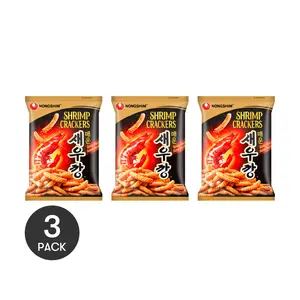 3Packs Nongshim Shrimp Cracker Spicy Flavor - Light & Crispy Seafood Snack, 2.64oz/Pack