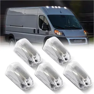 Cab Roof Top Marker Lights White Led Clearance Running Lamps for 2014-2023 Dodge Ram ProMaster 1500 2500 3500,5PCS (Clear Len)