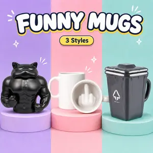 UFORU  Funny mugs, FK Cups,Muscle Cups,  Trash Can Ceramic Cups, American Beverages, Hot Tea, Iced Coffee, Cold Boiled, Cocoa, Milk, No Power Required, Ceramic Classic Beverages