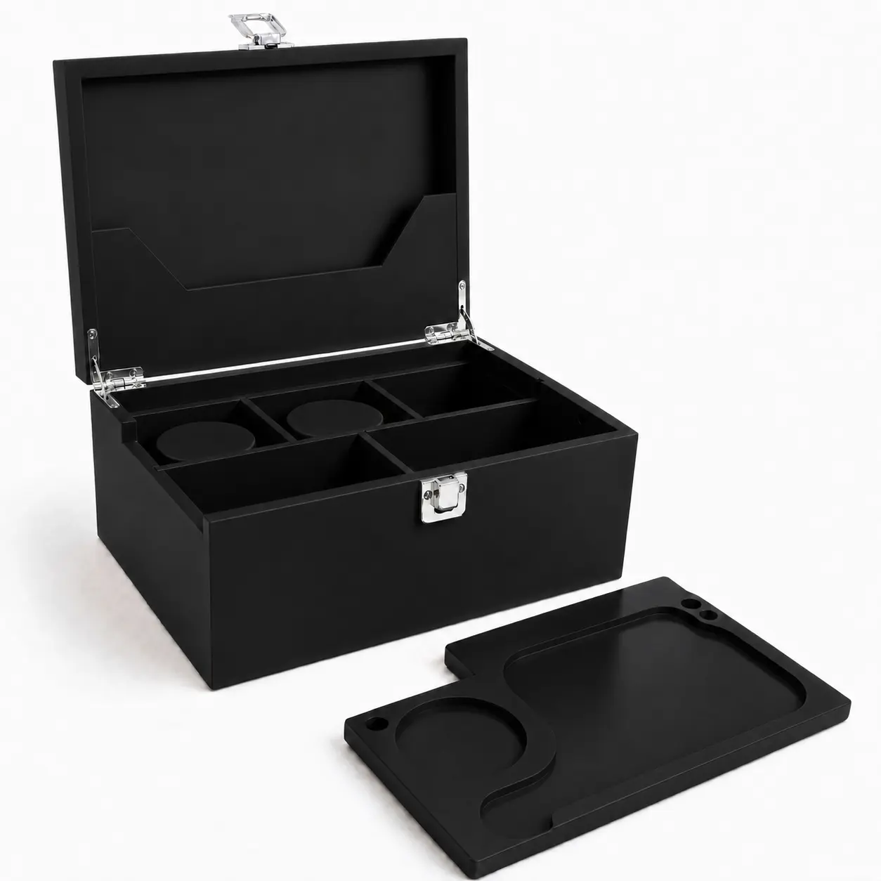 SINKZAICO Large Rectangular Natural Bamboo Box Set, 10x6.7x4.7" Storage Box, Modern Decorative Home Storage for Men (Black)