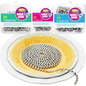 Durable Baking Supplies: Stainless Steel Chain Pie Weights, Reusable and Easy to Clean, Odorless, Safe Pie Weights for Pie Crusts, Oven Safe Baking Beads (10 feet)
