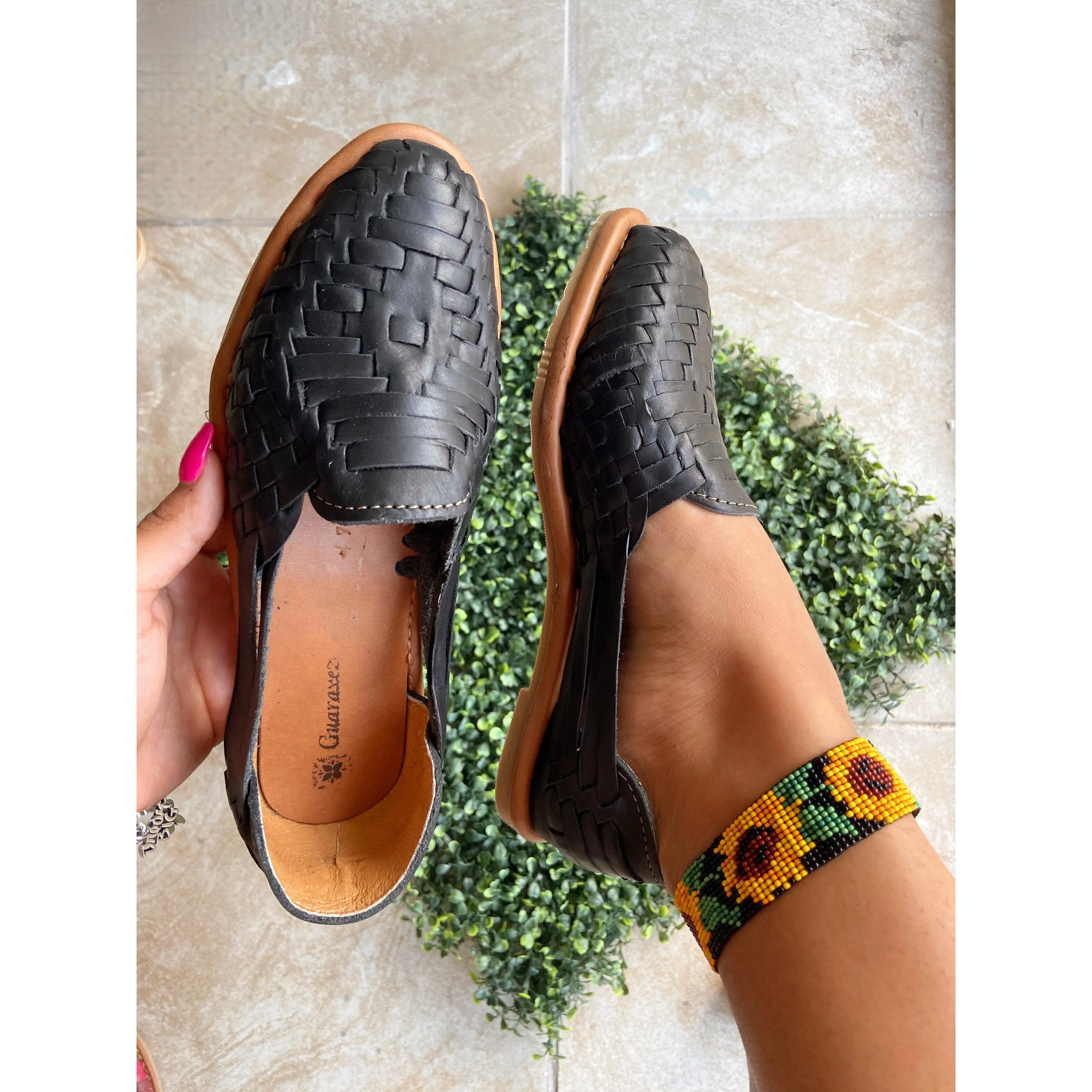 Rombo Black Leather Flat Rombo Black Leather Flat