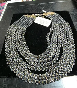 Glass crystal and 14k gold plate cascading collar necklace!