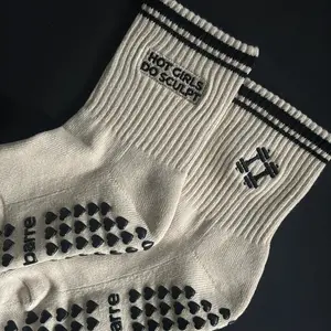 Hot Girls Do Sculpt Grip Socks - Tan with Black Grips for Sculpt Pilates Barre Workouts & Daily Wear - KELBI MUELLER X PILA