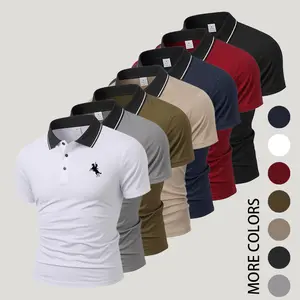 7PCS Men’s Summer Polo Shirts, Contrasting Collar with Embroidered Details, Slim Fit Quick-Dry Lightweight T-Shirts, Breathable Business Casual Tops for Men—Ideal for Daily and Office Wear