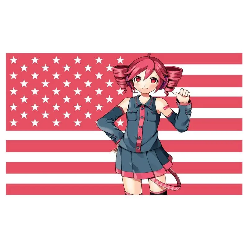 Decorative UTAU Virtual Singer Kasane Teto Synthetic Print Polyester Flag (3x5 ft), Anime Wall Scroll Banner for UTAU Fans - Home Bedroom Decor, Gaming Room Backdrop