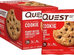 Quest Nutrition Peanut Butter Chocolate Chip High Protein Cookie, Keto Friendly, Low Carb, 24.5 Oz, 12 count (Pack of 1 Snack Biscuit Cooky Sugar