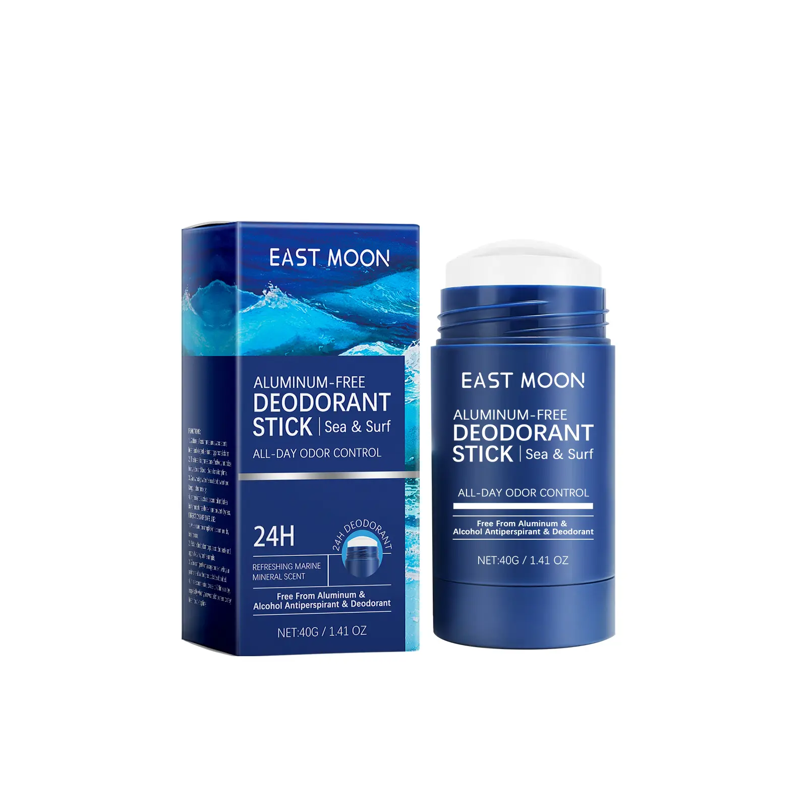 Alcohol & Aluminum Free Deodorant Stick 40g, Refreshing Sea Surf Marine Mineral Scent, 24 Hour Long Lasting Odor Protection Antiperspirant Stick for Men Women