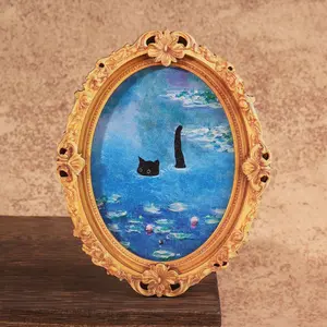 1PC Fun Cat Fridge Magnet, Oval Photo Frame Refrigerator Magnet, Refrigerator Decorating Magnet, Mini Picture Frame Magnetic, Great Holiday Gift Idea, Photo Magnets, Home Decor