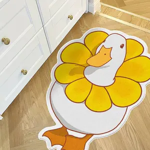 Cute Duck Design Bedroom Rug, Soft Polyester Fiber Material, Washable Indoor Decor, Cartoon Face Carpet for Kids Room, Cartoon Pattern Rug