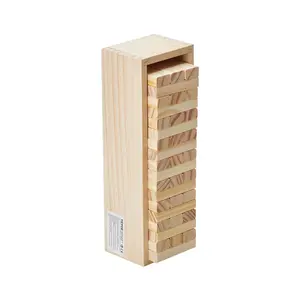 VEVOR Tumbling Timber Toy, 54 Blocks Tumble Tower Blocks Game, Pine Wood Tumbling Tower Game with Storage Crate, Wooden Stacking Game for 1 or More Players, Tumble Tower Family Game for Indoor/Outdoor