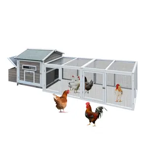 118＂Wooden Chicken Coop Outdoor Hen House Poultry Cage with Free-range Doors, Nesting Box,Leakproof Pull-on Tray Brooder Starter Kit Heat Lamp Large Dome Roof Run Wireless Vet Ultrasound Animal Pregnancy Tool