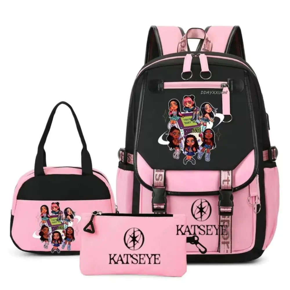 Kats-eye Backpack Lightweight Schoolbag KPop Laptop Backpack Pink